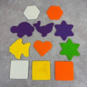 Perler Beads Pegboards Lot Of 11 With 1 Unbranded Various Shapes